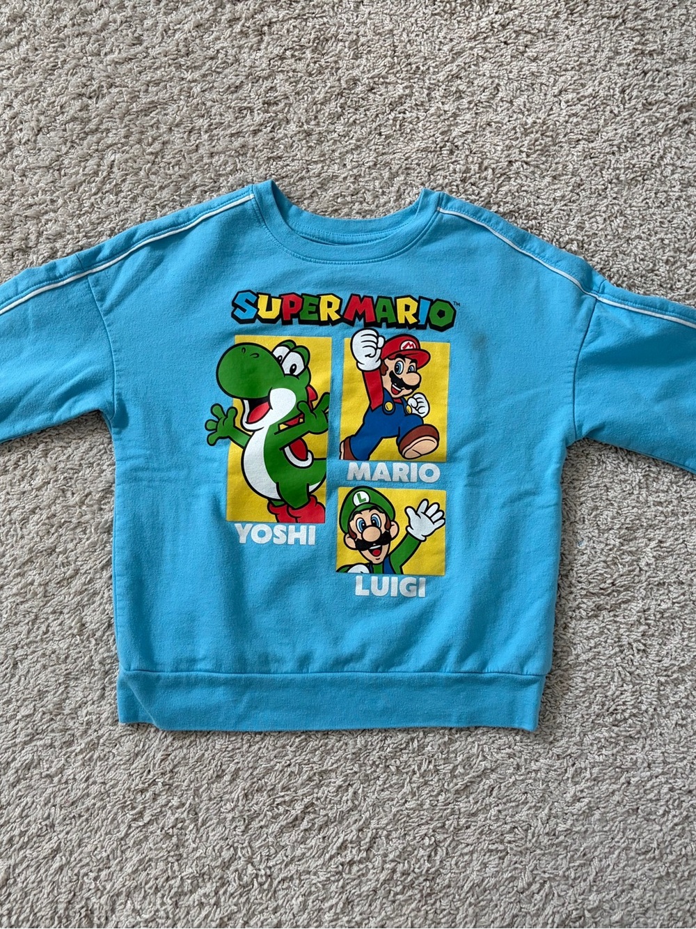 Nintendo Blue Super Mario Yoshi Luigi Crewneck Sweatshirt